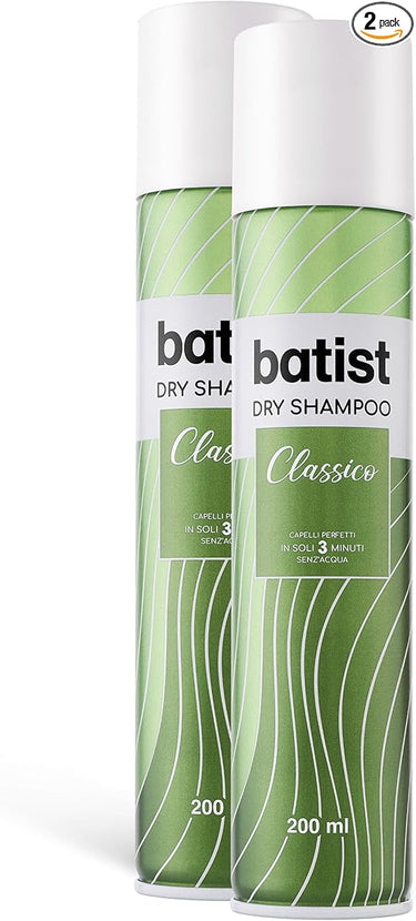 Batist Shampoo Secco Classico, Shampoo a secco ravvivante per capelli perfetti in soli 3 minuti, senz'acqua, Shampoo secco adatto a tutti i tipi di capelli, 2x200 ml, Made in Italy